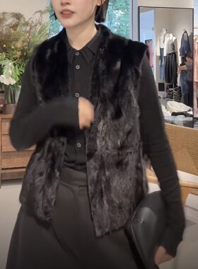 2026新款真皮皮衣女绵羊皮拼接水貂毛短款外套百搭休闲上衣马甲