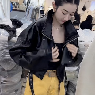 进口 皮衣外套女高级感小个子真皮牛皮油蜡机车短款 2026新款 爆款