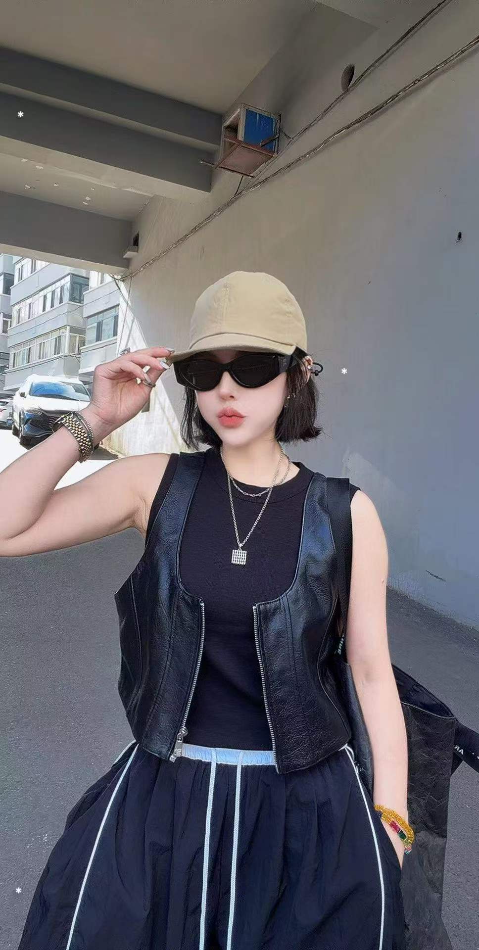 2026新款真皮皮衣女绵羊皮短款圆领无袖坎肩背心外套时尚百搭上衣