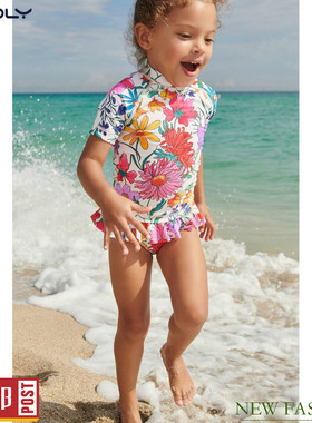 现货速发 NEXT儿童分体泳衣 夏季女童沙滩短袖防晒泳装2件 9-13岁