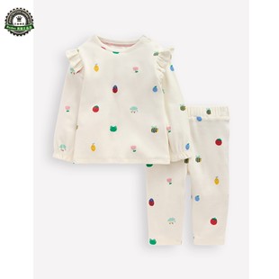 代购MiniBoden宝宝套装 26春季婴儿童柔白色长袖T恤+紧身裤 0-3岁