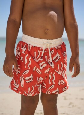 代购NEXT儿童泳裤 26夏男童红色印花速干沙滩裤 游泳短裤 3月-7岁