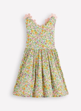 代购 MiniBoden儿童吊带裙 26夏女童象牙色纯棉交叉背带裙 2-12岁