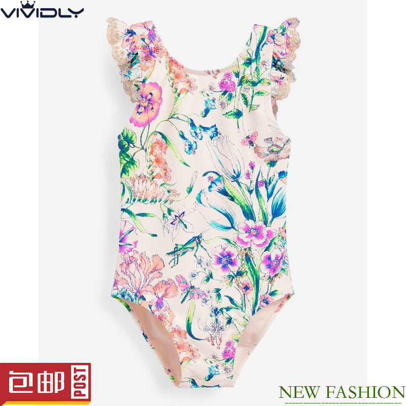 现货 NEXT女童连体泳衣 春夏季褶边袖宝宝儿童温泉泳装(3月-12岁)