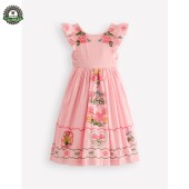 代购 12岁 粉蝴蝶结纯棉飞袖 儿童裙 MiniBoden女童连衣裙 26夏季