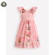 代购 12岁 粉蝴蝶结纯棉飞袖 儿童裙 MiniBoden女童连衣裙 26夏季
