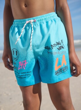 代购 NEXT儿童泳裤 26夏男童蓝色涂鸦冲浪沙滩裤 游泳短裤 3-16岁