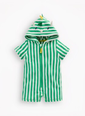 代购MiniBoden宝宝连体裤 26夏季婴儿绿色恐龙毛巾料沙滩裤 0-3岁