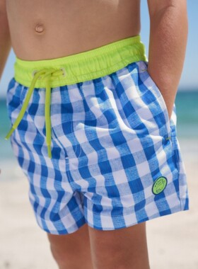 代购NEXT儿童泳裤 26夏男童蓝色方格速干沙滩裤 游泳短裤 3月-7岁