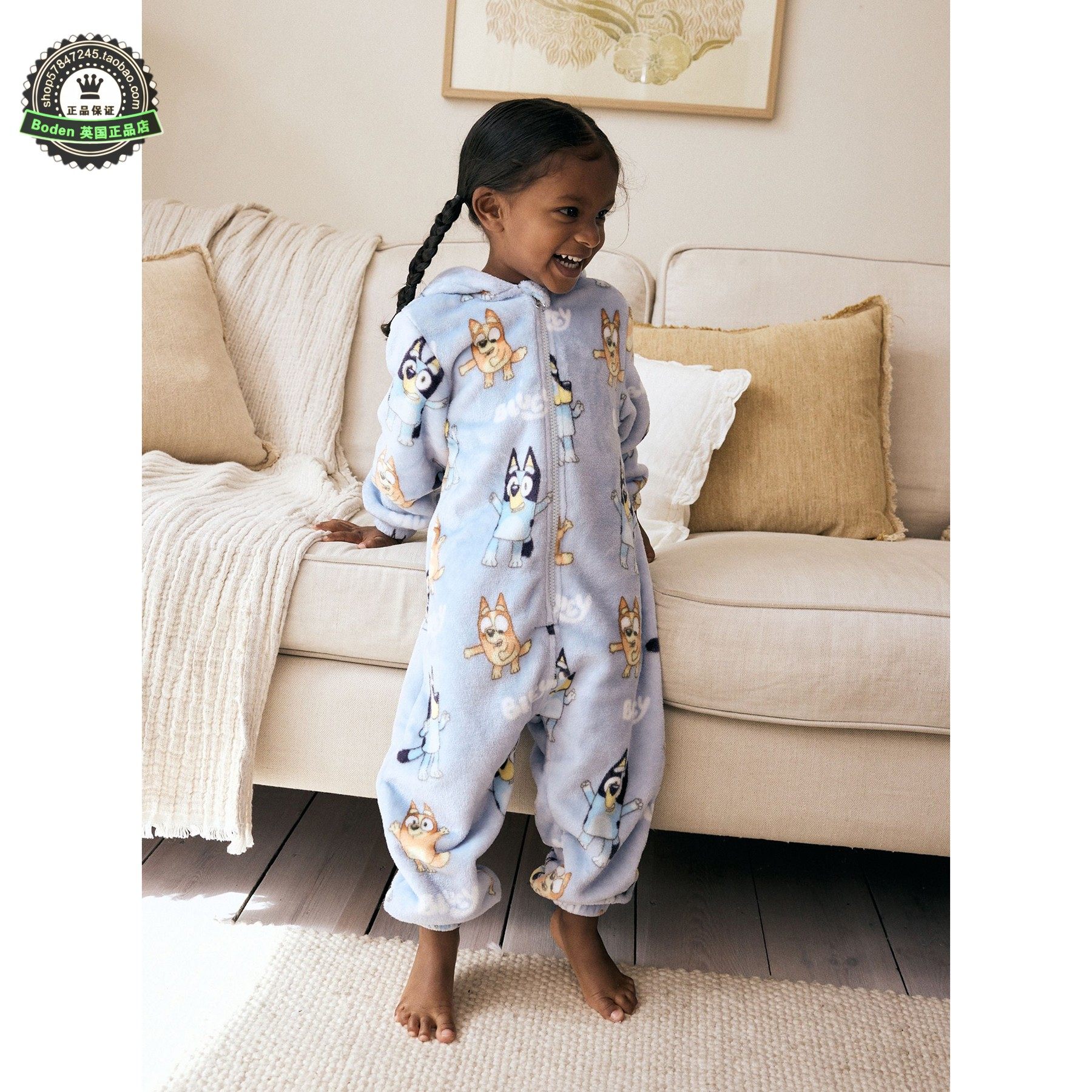 代购NEXT女童抓絨连体家居服 25秋冬季布鲁伊儿童连身睡衣 2-10岁