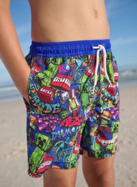 代购NEXT儿童泳裤 26春夏男童蓝色Minecraft 冲浪沙滩裤 游泳短裤