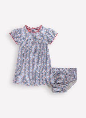 代购MiniBoden女宝宝连衣裙 26夏季女童条纹樱桃纯棉婴儿裙 0-3岁