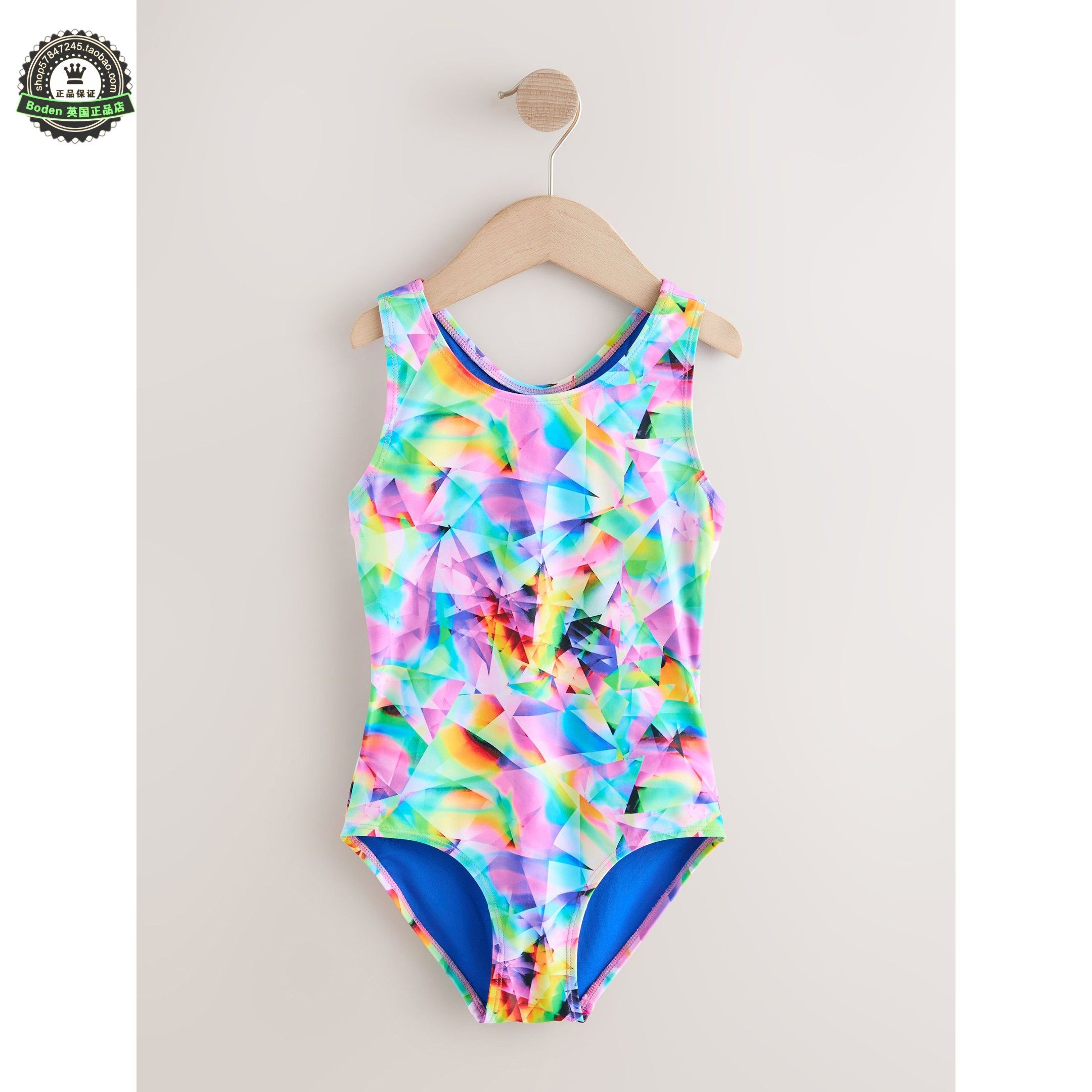 代购NEXT儿童连体泳衣 26春夏女童多菱格抽象运动露背泳装 3-16岁