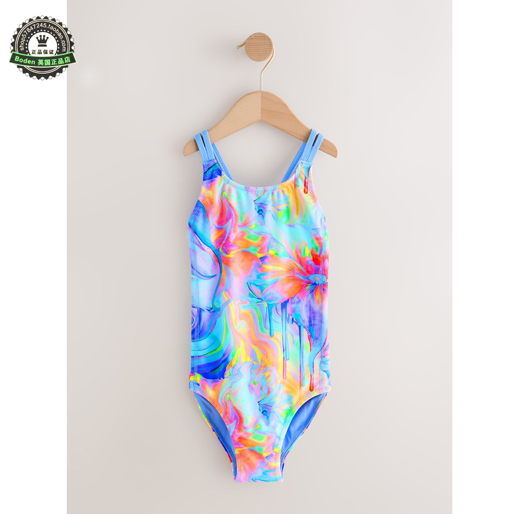 代购NEXT儿童连体泳衣 26春夏女童蓝色漩涡双肩带温泉泳装 3-16岁