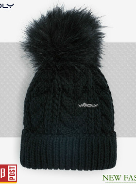 现货NEXT黑色儿童毛绒球帽 秋冬男女儿童保暖毛线帽子 (7-10岁）