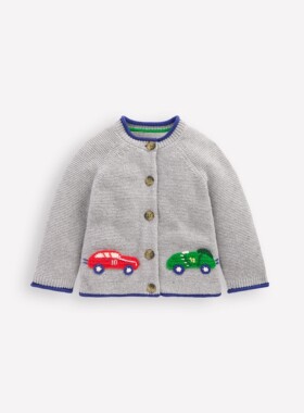 代购MiniBoden男宝宝毛衣 25秋季婴儿童灰色小汽车针织开衫 0-3岁