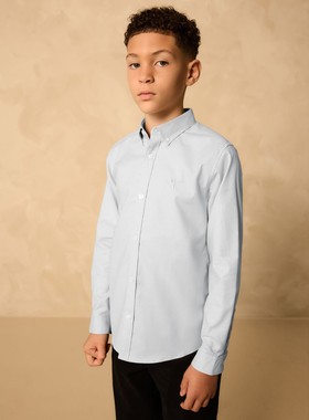 代购NEXT儿童长袖衬衣 26春夏男童浅灰色棉弹舒适牛津衬衫 3-16岁