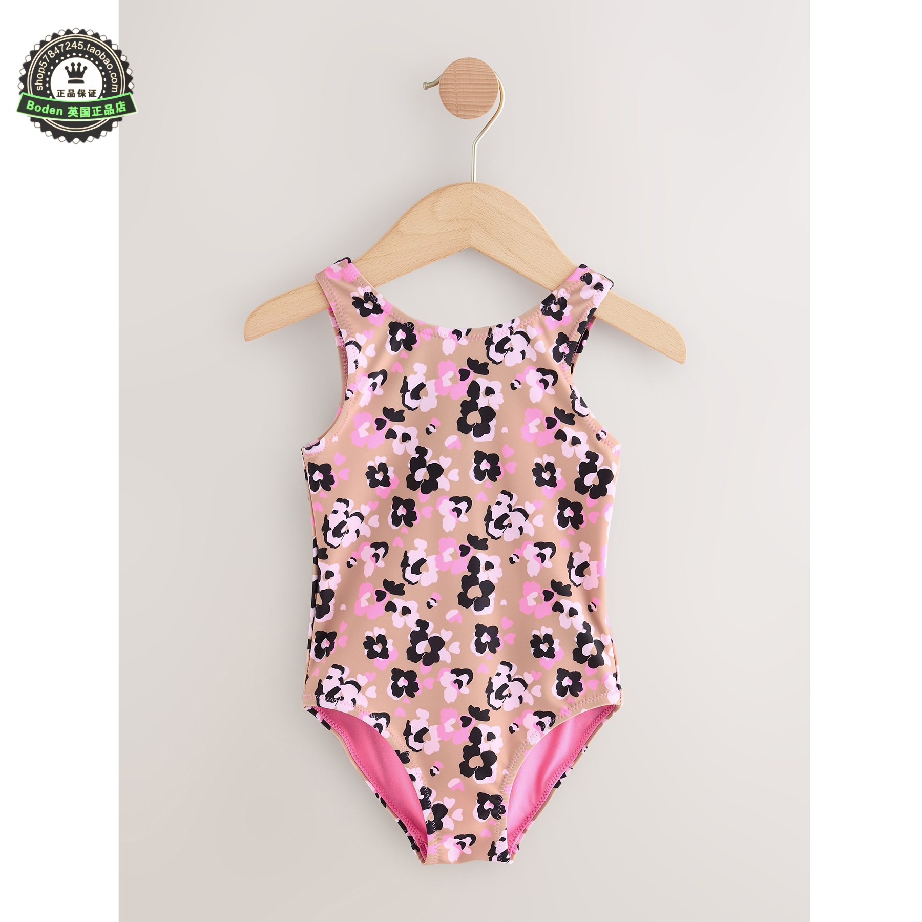 代购 NEXT儿童连体泳衣 26夏季女童粉色豹纹印花宝宝泳装 3月-7岁