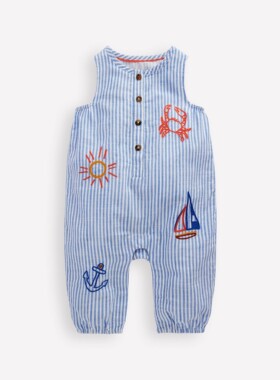 代购MiniBoden宝宝背带裤 26春夏婴儿童蓝色条纹纯棉连体裤 0-3岁