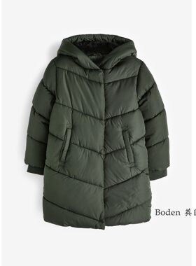 代购NEXT儿童棉大衣 2025冬季女童卡其色加绒保暖加厚棉服 3-16岁