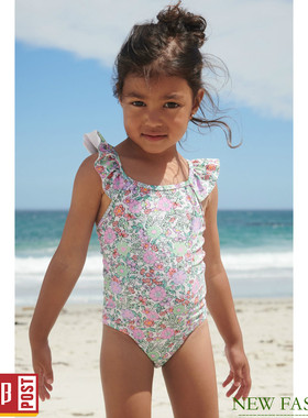 现货-英国NEXT童装 春夏季女童薄荷绿色连体泳装儿童泳衣 1.5-7岁