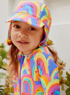 代购NEXT女童防晒帽 26春夏季紫色彩虹儿童沙滩遮阳帽子 3月-10岁