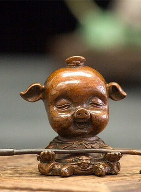 手工仿古风实心紫铜八戒打坐茶宠