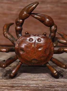 仿古风实心八方来财螃蟹小摆件