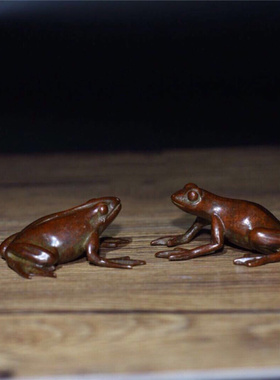 纯铜手工仿古风实心青蛙小摆件