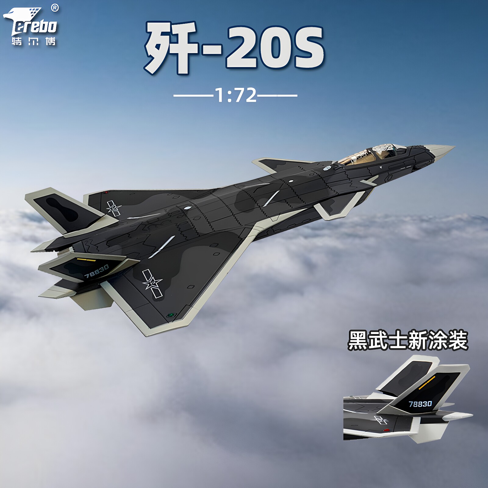 特尔博1:72歼20S双座战斗机航模歼20黑武士歼20飞机模型军事摆件