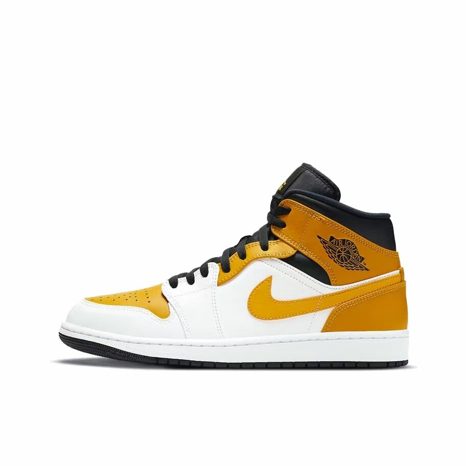 Air Jordan1 554724-170中帮 复古篮球鞋 男款 黑黄河南LL仓