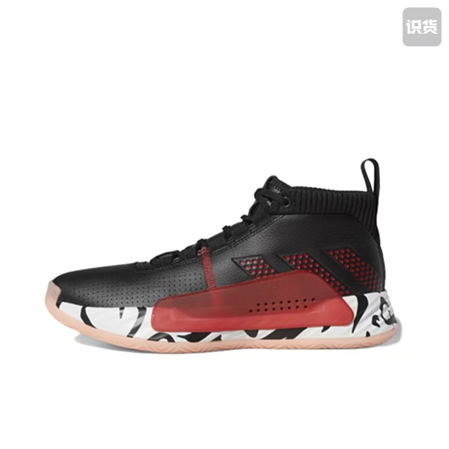 adidas EE4047减震防滑耐磨中帮篮球鞋男款黑白红河南LL仓