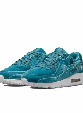 Nike AirMax90 DO2194-001二层绒面皮低帮跑步鞋女湖水绿河南LL仓