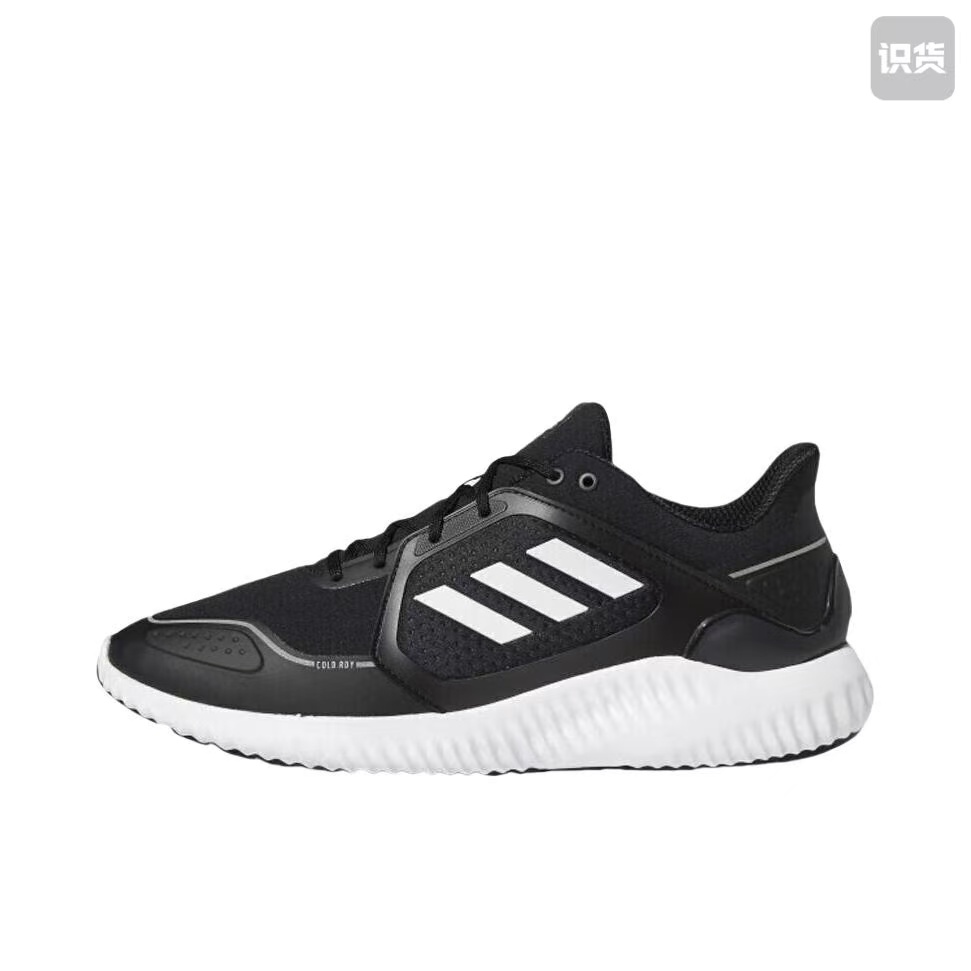 adidas EG9528舒适 织物合成革低帮跑步鞋 男款 白黑色河南LL仓