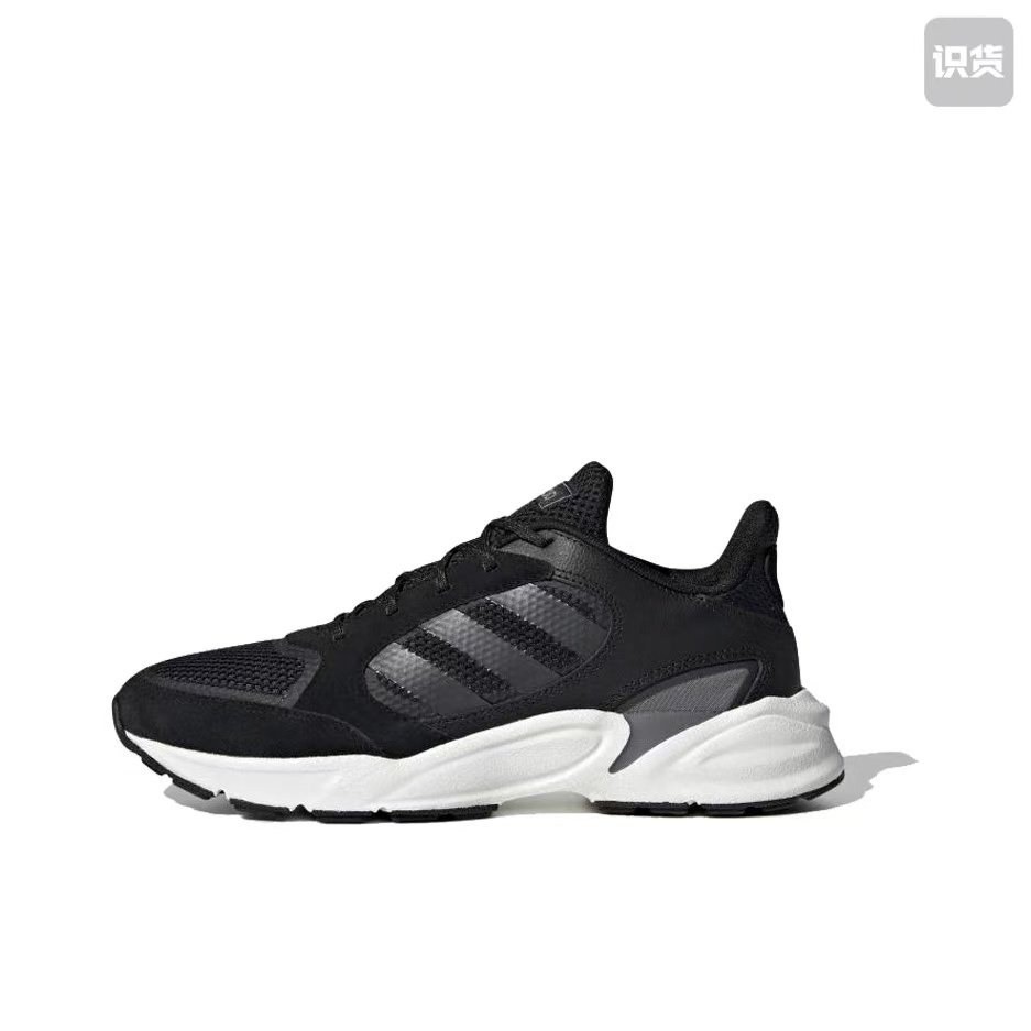 adidas EE9906舒适日常防滑轻便低帮跑步鞋女黑白拼接河南LL仓