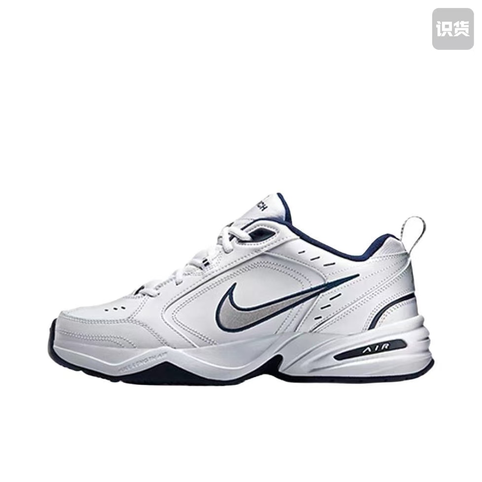 Nike Air Monarch 4日常416355-102低帮生活休闲鞋男白蓝河南LL仓