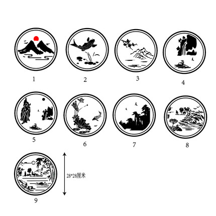 马头墙角花图案徽派墙体装饰模板彩绘墙手绘模具中式山墙拐角黑白