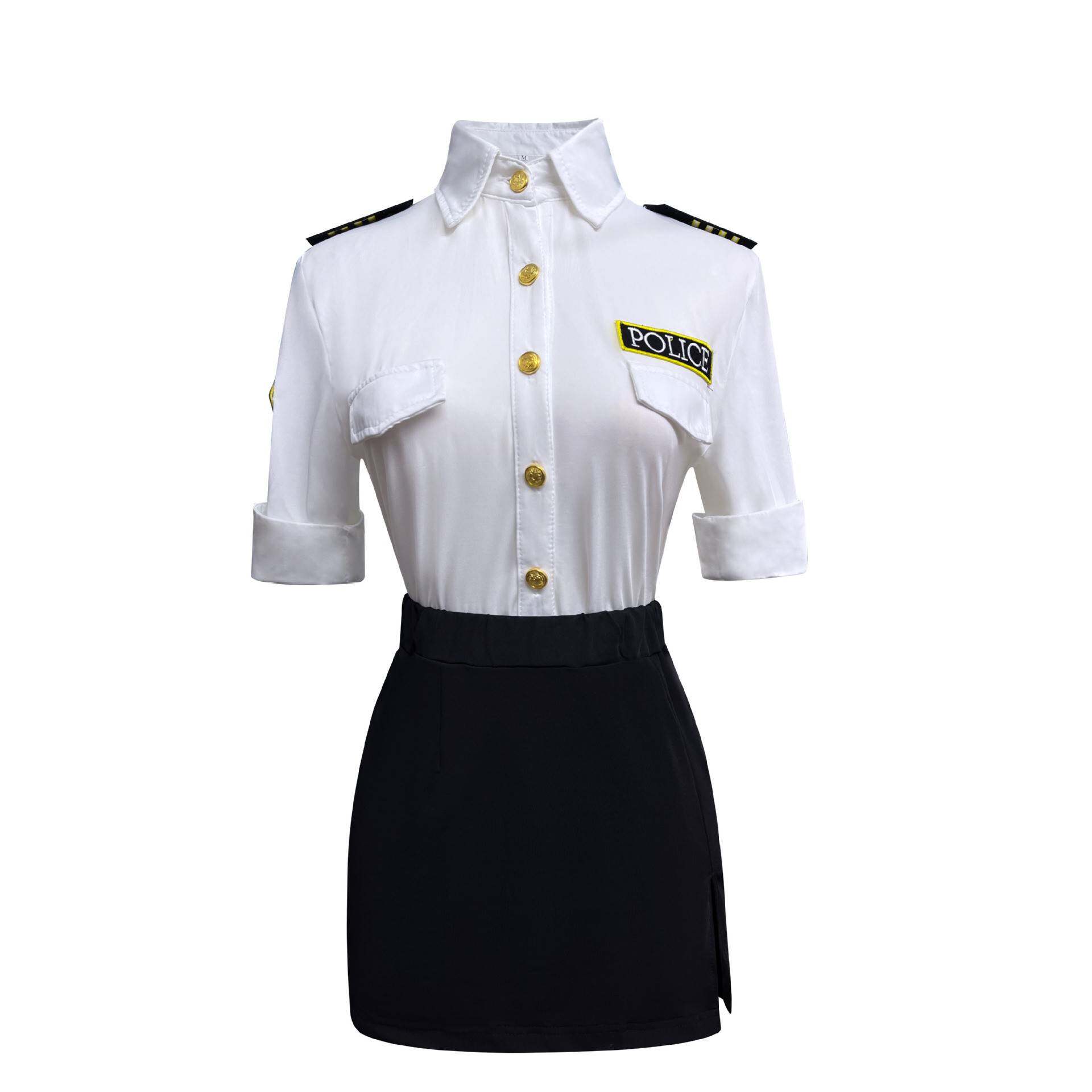2025年情趣女警空姐制服弹力修身秘书角色扮演服上衣短裙帽子套装