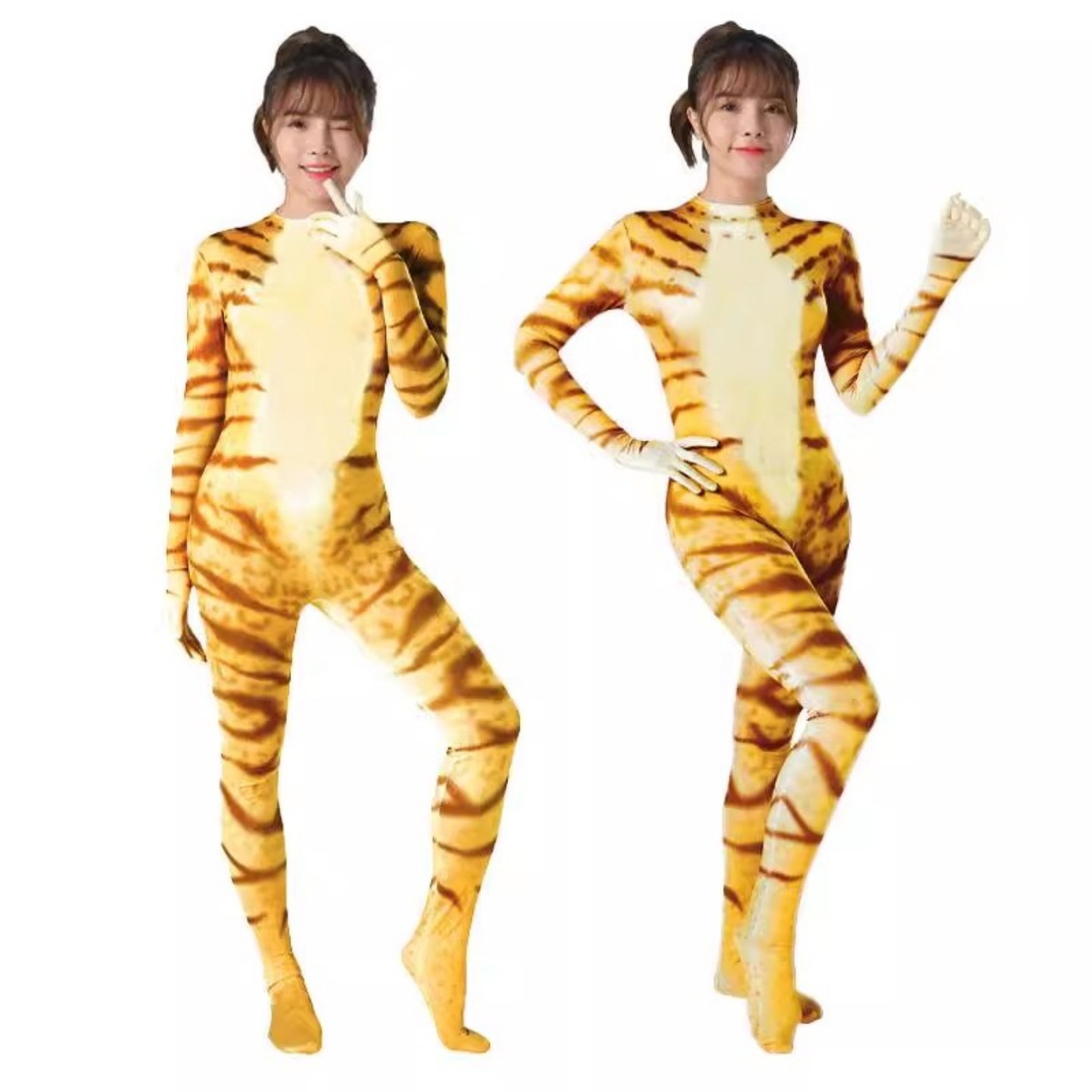 跨境女装万圣节Cosplay连体紧身衣动物图案3D立体印花派对聚会服