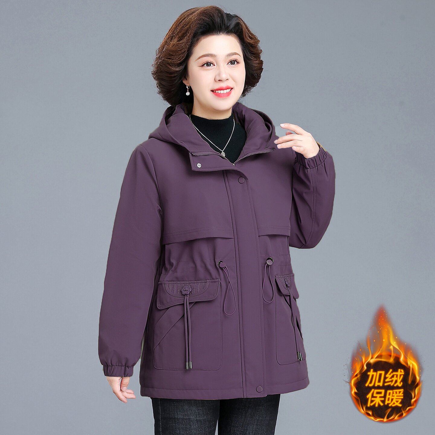 中长款多口袋风衣女时尚保暖上衣