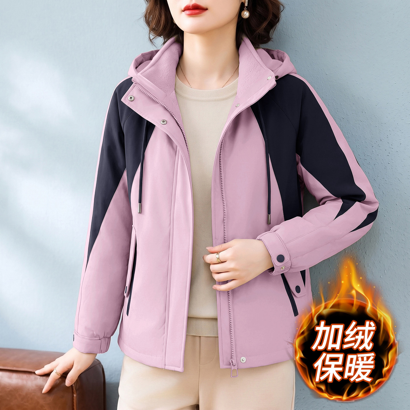 外套女中老年加绒保暖妈妈衣秋冬