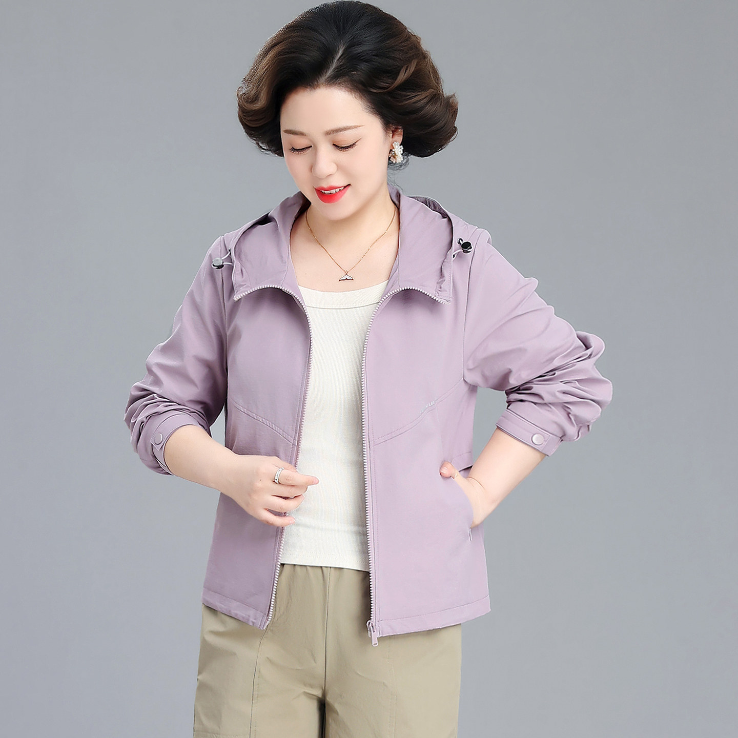 妈妈春装休闲外套薄款冲锋衣2026图片