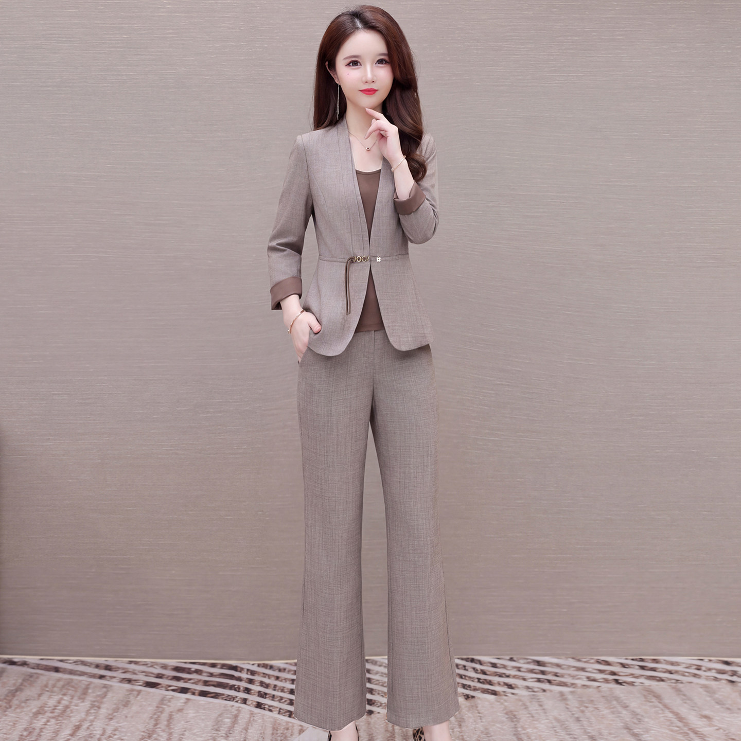 洋气贵夫人西装三件套装女2026