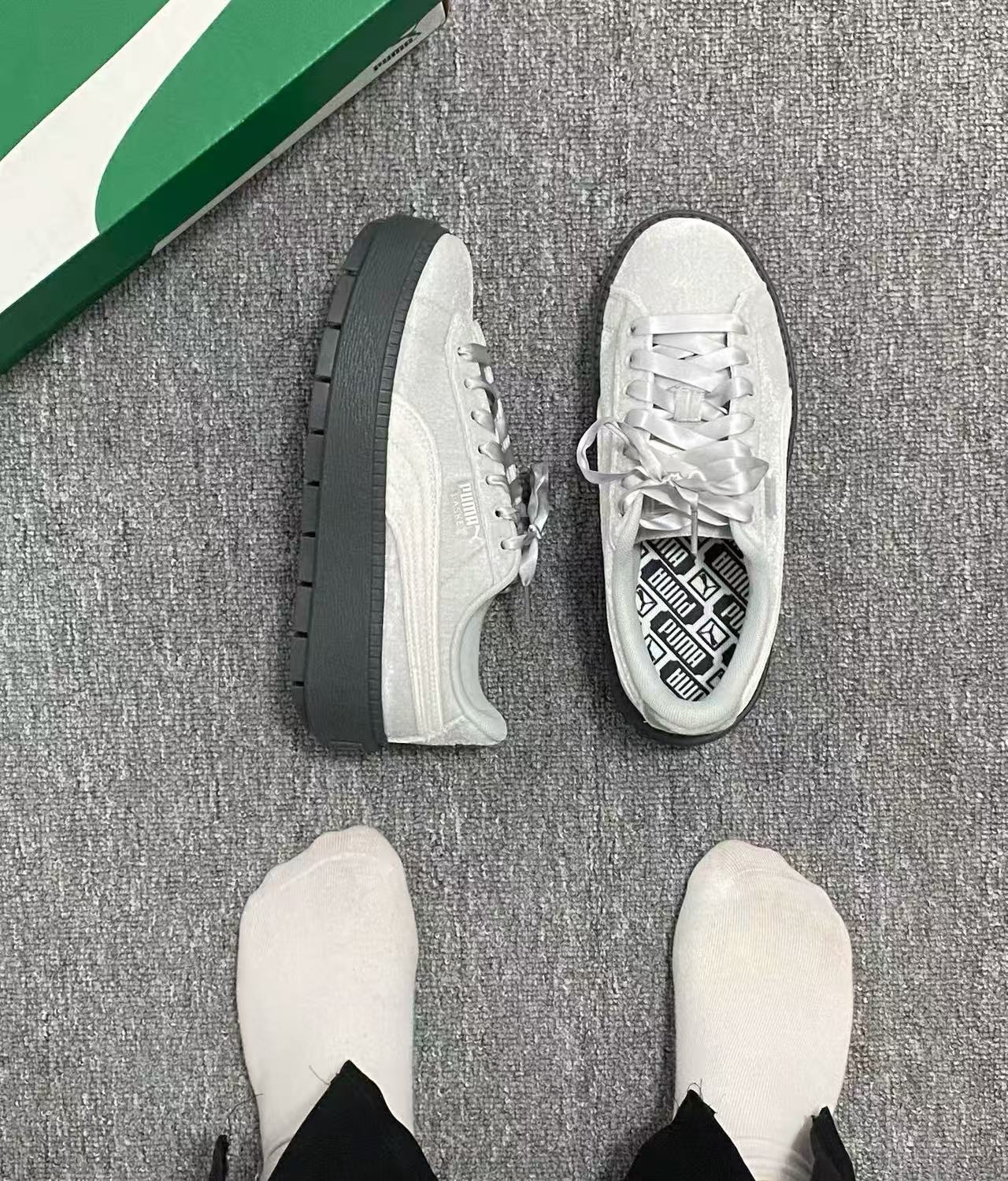 复古天鹅绒厚底鞋松糕鞋女子PUMA彪马PLATFORM406752