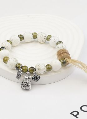 景德镇摆摊陶瓷手链流苏复古夏天汉服搭配饰品女新中式手串