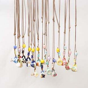 景德镇陶瓷手绘迷你小水杯项链可爱少女心百搭甜美配饰搭配礼物