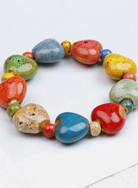 景德镇陶瓷手串民族风串珠小众复古新中式国风手链配饰搭配摆摊