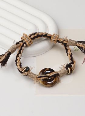 景德镇陶瓷手串新中式陶瓷手链手工饰品藏式编绳景德镇手链摆摊