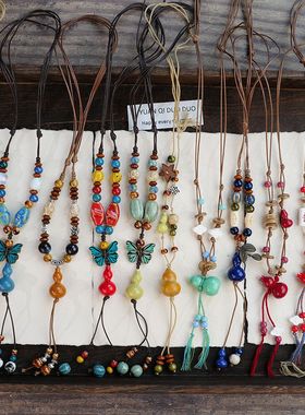 秋冬新品陶瓷葫芦项链配饰女小众设计国风项链饰品女高级感