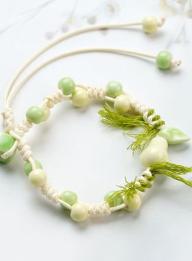 景德镇陶瓷手串藏式重工森系陶瓷手链饰品学生手编绳摆摊饰品精品